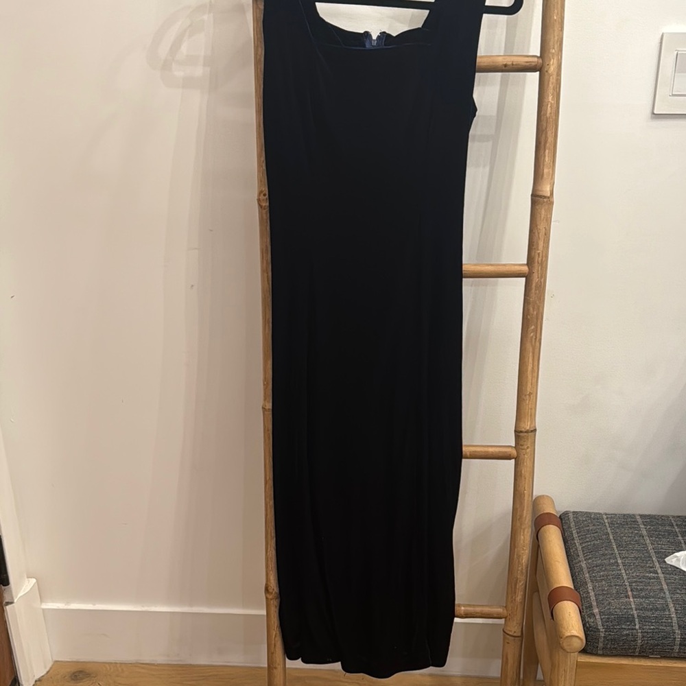 Elegant navy velvet Sleeveless Dress S
